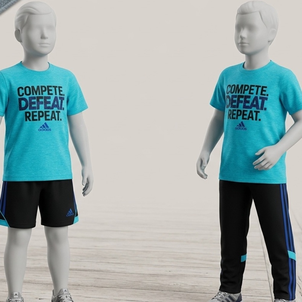 Adidas Boys 3-Piece Teal Activewear Set | Size 5 Boys